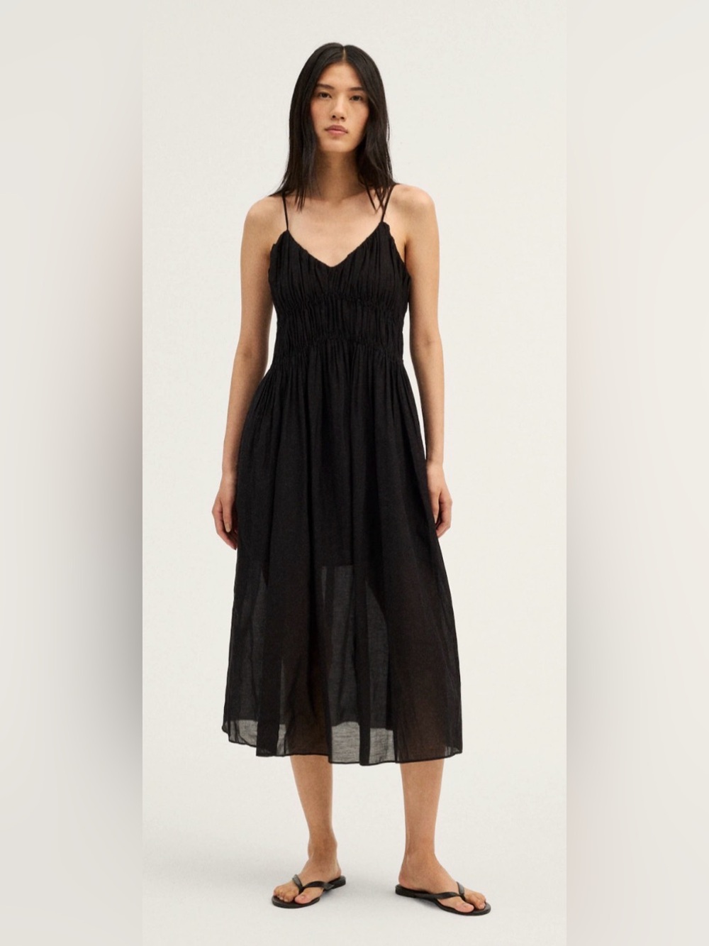 Ruched V-Neck Sleeveless Maxi Dress